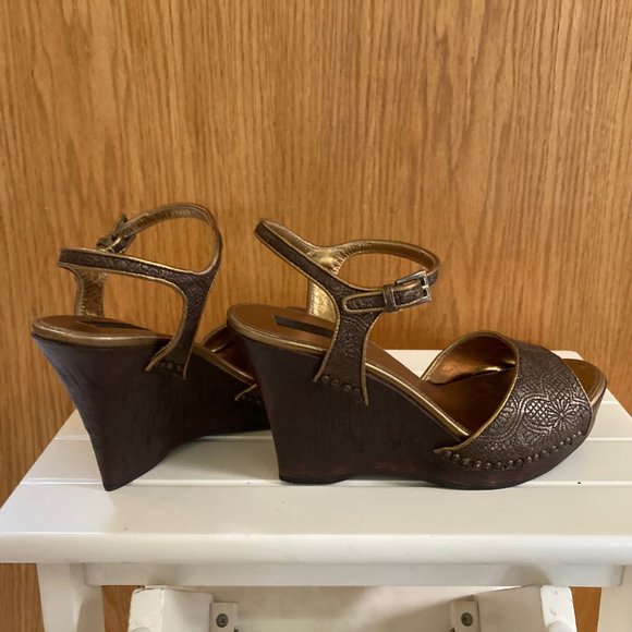 PRADA Damask Pattern Shoes - Dark Wood Wedge - size 40 - Never worn - Picture 10 of 15